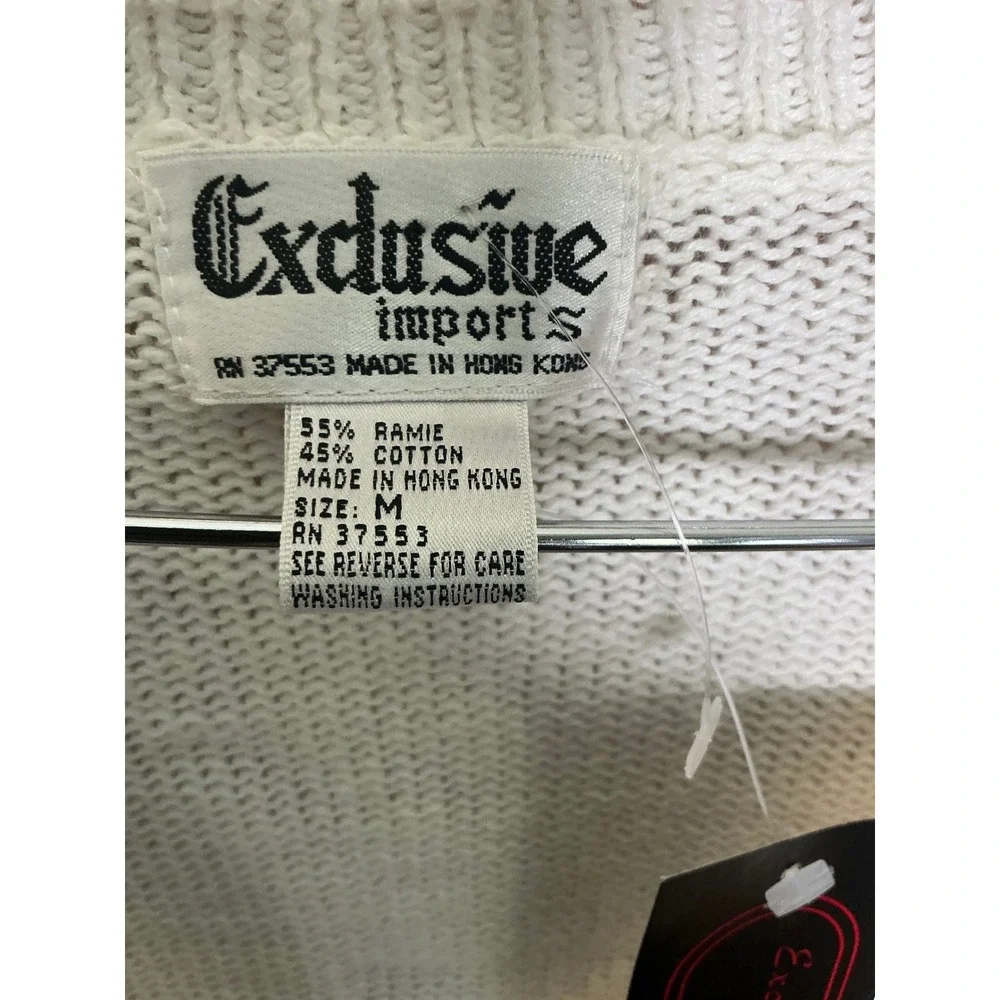 Exclusive Imports Cardigan Womens Medium Cream NWT Beaded Sequin Vintage V-Neck